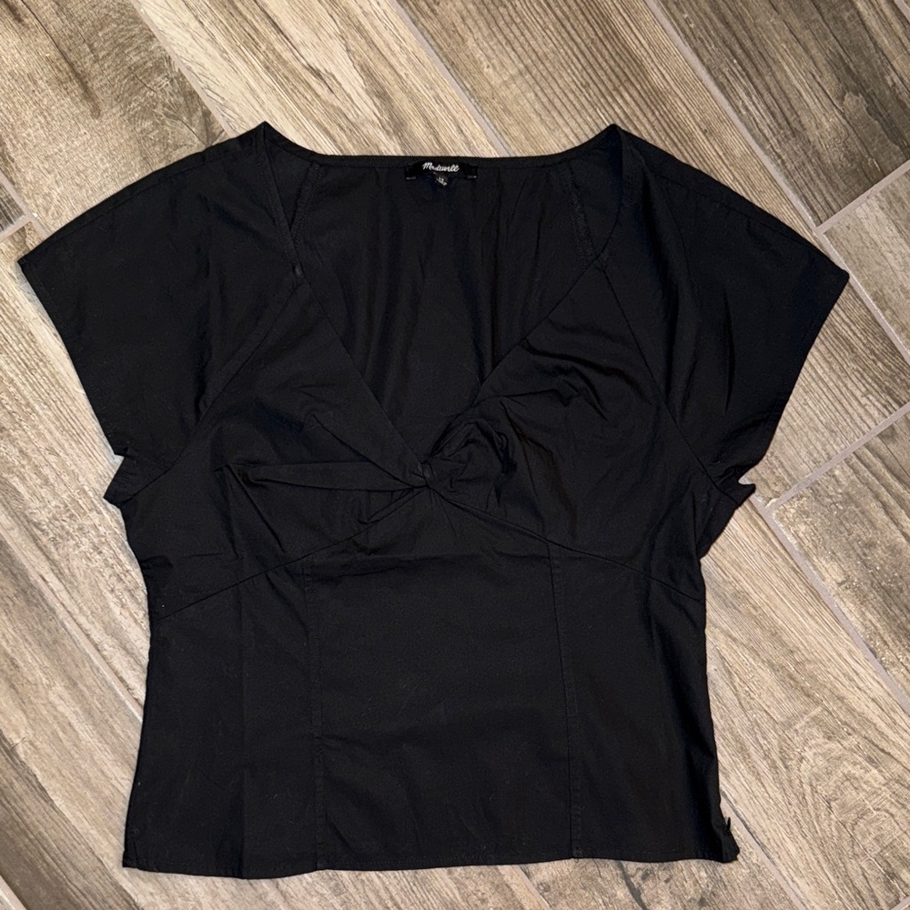 Madewell Elegant Black Wrap Blouse